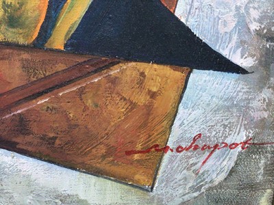 Lot 205 - 20th century, Contemporary, oil on canvas - abstract musical instruments, indistinctly signed, 60cm x 50cm, framed