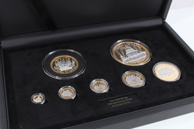 Lot 563 - Alderney - The Hattons of London - 'VE Day 75th Anniversary Gold Sovereign definitive seven coin proof set' 2020