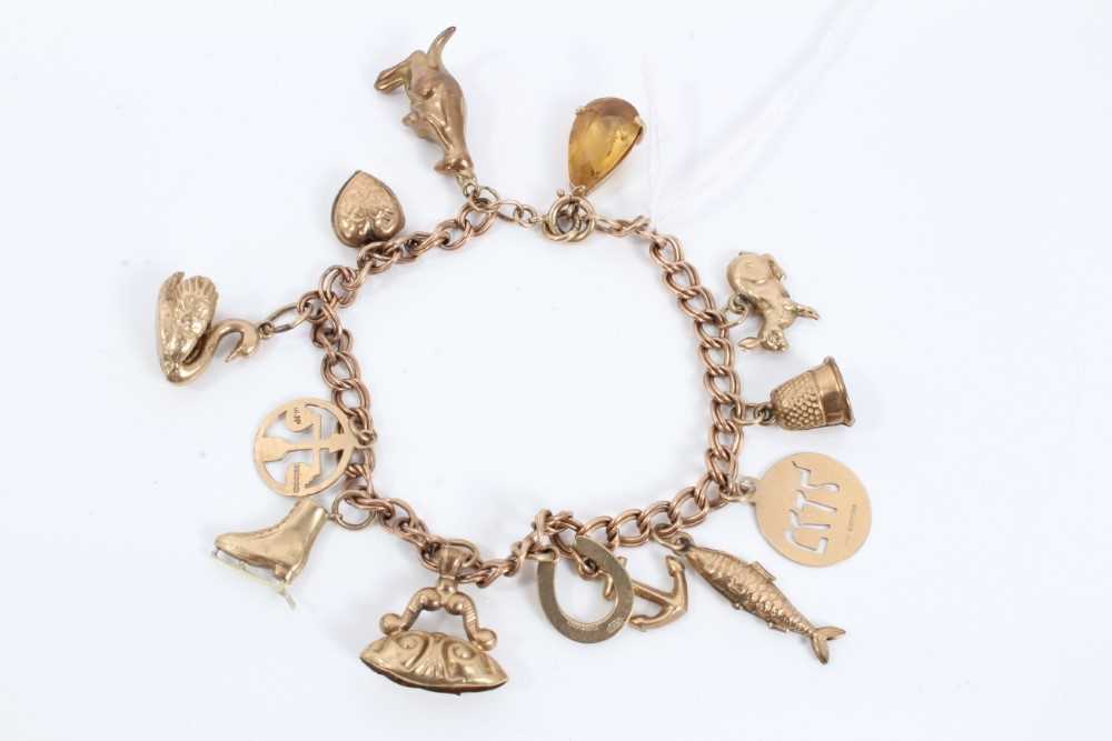 Lot 1 - 9ct gold charm bracelet