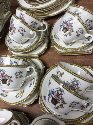 Lot 280 - 1920s Aynsley porcelain teaware with basket and floral decoration