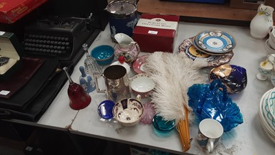 Lot 571 - Sundry items, including Sevres style porcelain, other ceramics, feather fan, etc