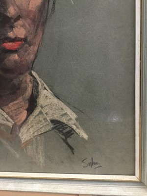 Lot 230 - Aubrey Sykes, 20th century, pastel on paper - portrait of a young lady, signed, 60cm x 45cm, in glazed frame