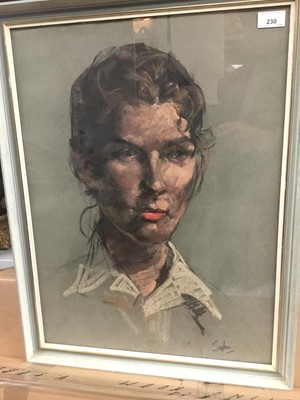 Lot 230 - Aubrey Sykes, 20th century, pastel on paper - portrait of a young lady, signed, 60cm x 45cm, in glazed frame