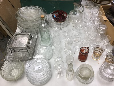Lot 309 - Victorian cut glass claret jug and cover together with other assorted glassware