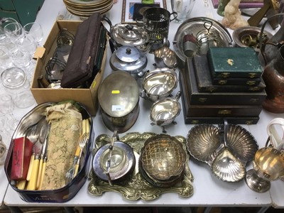 Lot 310 - Large group of silver plated ware to include cutlery sets, teaset and other items