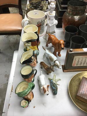 Lot 311 - Group of mixed ceramics to include Royal Doulton 1953 Elizabeth II Coronation Loving cup, Beswick Dog and other figures