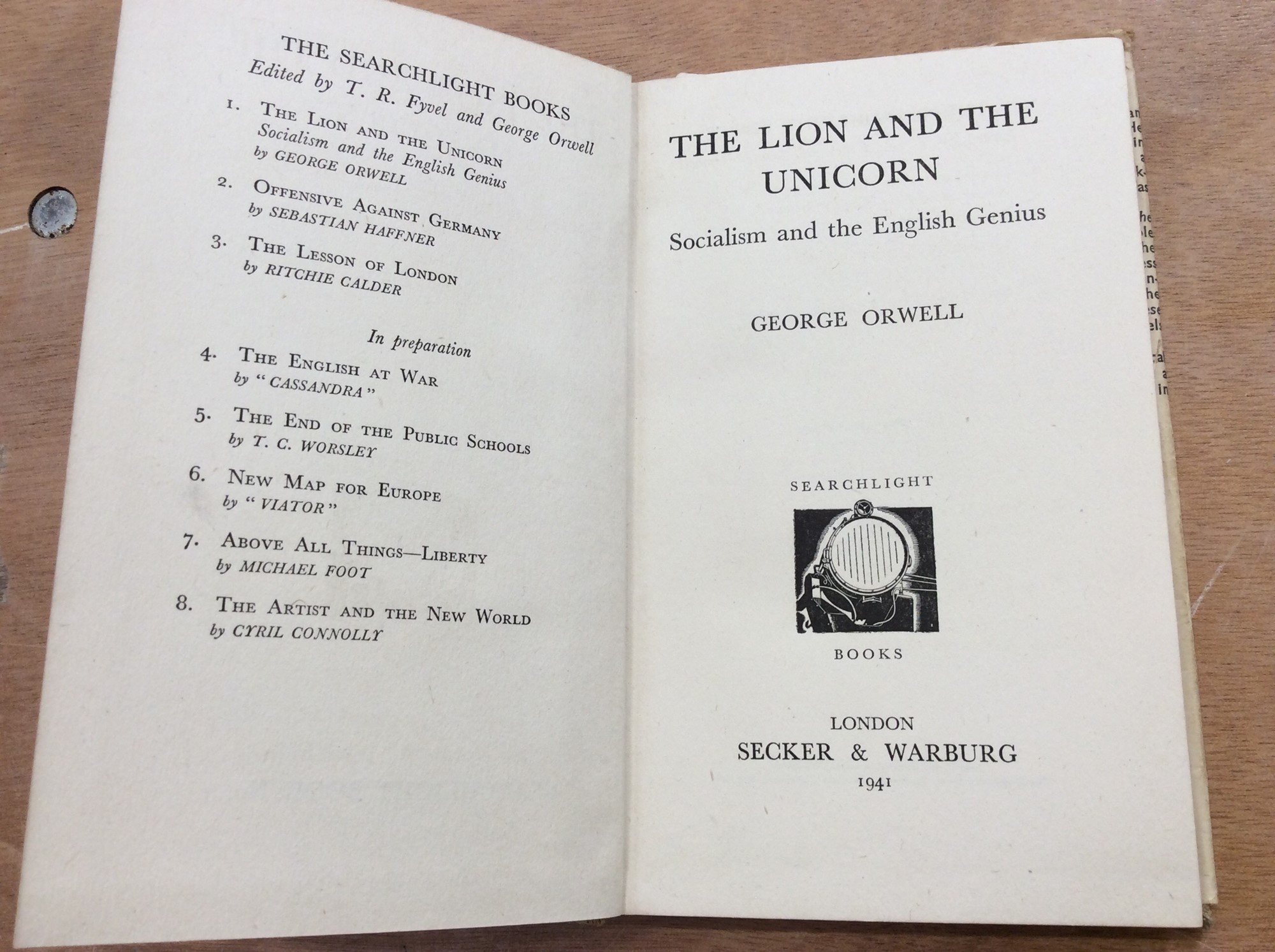 Lot 1549 The Lion and The Unicorn, Orwell,