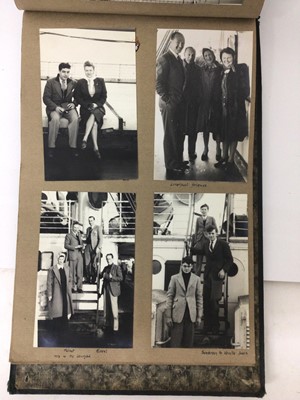 Lot 114 - Shipping Memorabilia - 1940s Photograph album S.S. Arawa trial trip after reconditioning, Newcastle upon Tyne to Glagow.   photographs include Boat Drill, Passengers in life jackets, views from th...