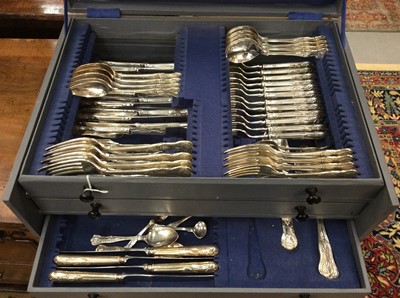 Lot 441 - Walker & Hall silver plated twelve place setting canteen of cutlery in fitted case