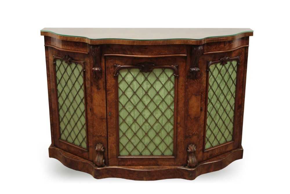 Lot 1314 - Mid Victorian walnut serpentine credenza