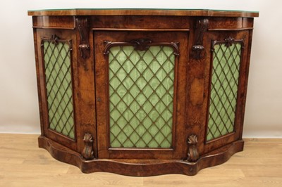 Lot 1314 - Mid Victorian walnut serpentine credenza