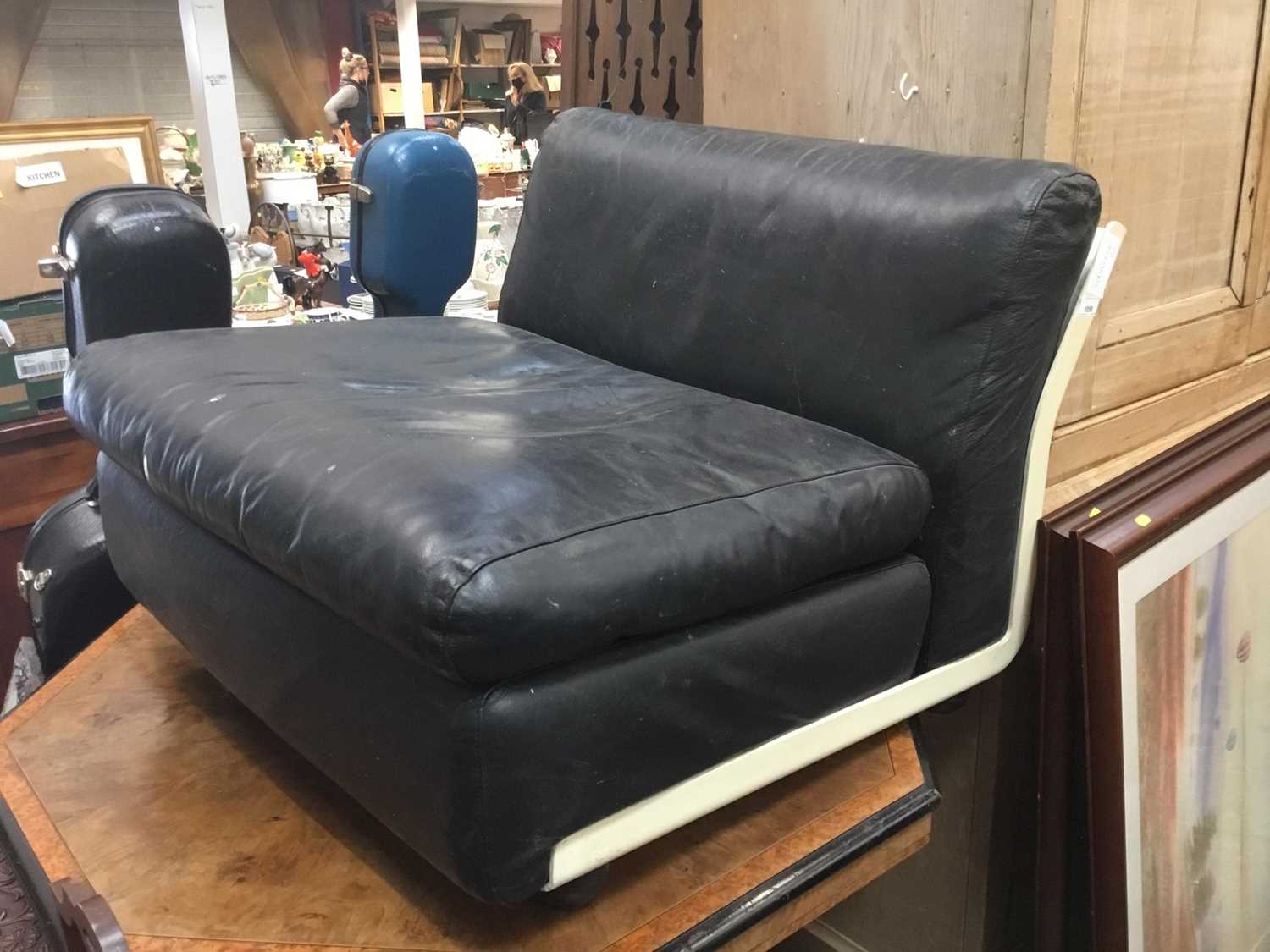 Lot 1050 - 1970s Italian designer chair with plastic frame and black leather upholstery