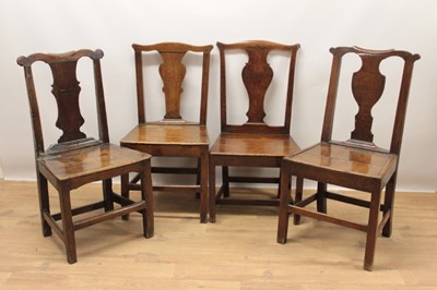 Lot 1328 - Four similar early 18th century oak dining chairs