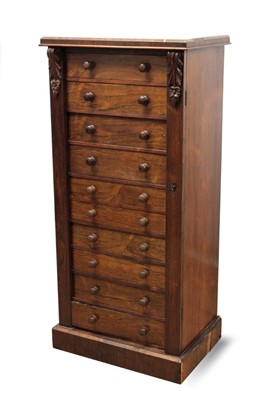 Lot 1354 - William IV rosewood Wellington chest