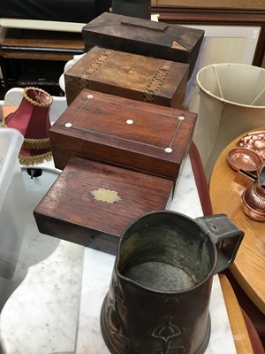 Lot 594 - Lot 19 th century boxes, brass trivet and sundries