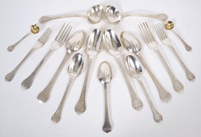Lot 300 - Composite set of Victorian silver trefid pattern flatware, 54 pieces