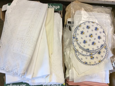 Lot 380 - Two boxes of table linens, place mats, lace etc