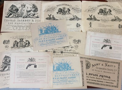 Lot 365 - Twelve reproduction Victorian gunmakers labels