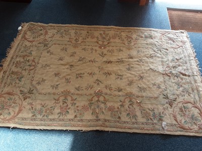 Lot 1077 - Indian rug with floral decoration on cream ground, 177cm x 113cm