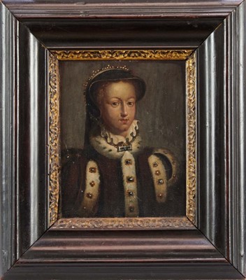 Lot 1064 - English School, 18th century, oil on panel - portrait of Mary, Queen of Scots