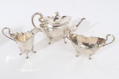 Lot 302 - George V silver 3 piece tea set.