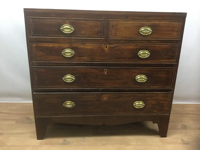 Lot 1394 - George III mahogany chest of two short and three long drawers