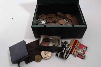 Lot 865 - First World War Imperial German Iron Cross (Second class), Replica Distinguished Flying Cross, silver proof coins, other medallions and copper coinage