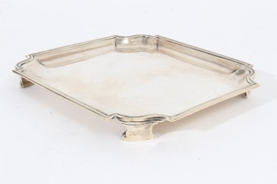 Lot 306 - 1930s silver card tray of square form, William Comyns & Sons Ltd.