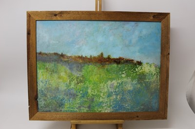 Lot 86 - Pat Jourdan (Contemporary) oil on board, The edge of the cemetery