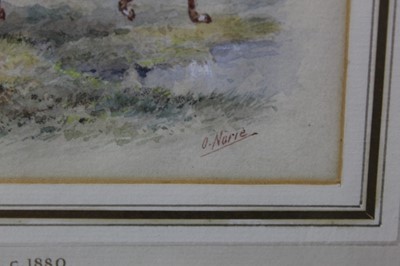 Lot 1022 - Orlando Norrie (1832-1901) watercolour - 16th The Queen’s Lancers, signed, in glazed frame