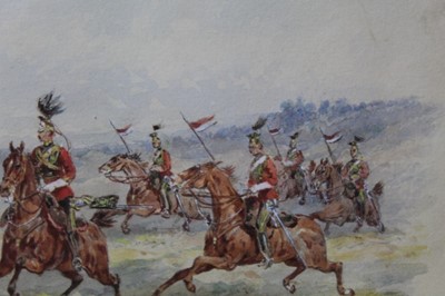 Lot 1022 - Orlando Norrie (1832-1901) watercolour - 16th The Queen’s Lancers, signed, in glazed frame