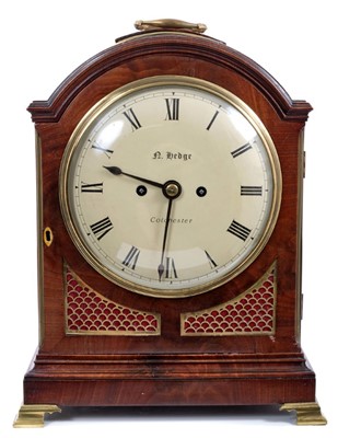 Lot 750 - Regency bracket clock, the dial signed N. Hedge, Colchester