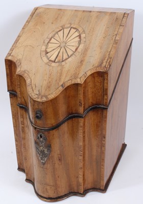 Lot 812 - George III mahogany serpentine fronted knife box