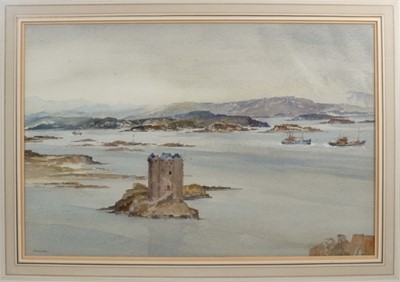 Lot 1026 - *Francis Russell Flint (1915-1977) watercolour - Castle Stalker, signed, in glazed frame