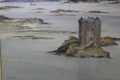 Lot 1026 - *Francis Russell Flint (1915-1977) watercolour - Castle Stalker, signed, in glazed frame