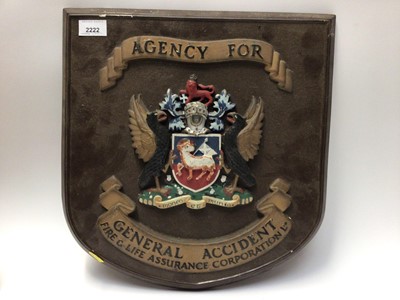 Lot 2222 - General Accident insurance plaque and a framed advert