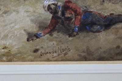 Lot 1023 - Orlando Norrie (1832-1901) watercolour - The Indian Mutiny, signed, in glazed frame