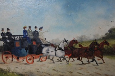 Lot 1040 - Philip Henry Rideout (1860-1920) oil on board - coaching scene