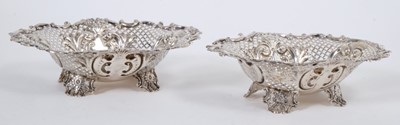 Lot 313 - Pair Victorian silver bon bon dishes of oval form