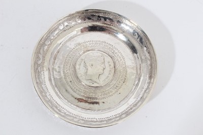 Lot 317 - Late 19th/early 20th century Ottoman Empire silver dish of circular form, and one other dish