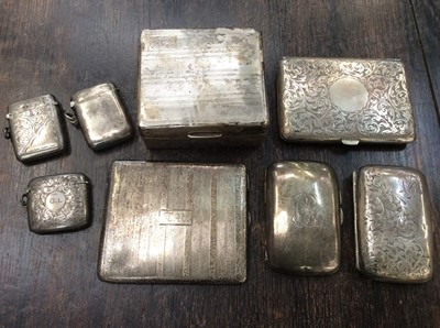 Lot 654 - Collection of silver cigarette cases and vesta cases