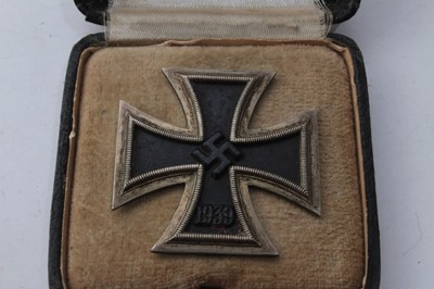 Lot 715 - Second World War Nazi Iron Cross (First Class), pin stamped L/13 in box of issue N.B. Retaining clip is missing