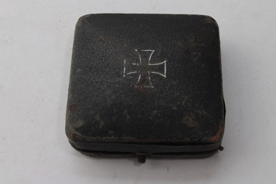 Lot 715 - Second World War Nazi Iron Cross (First Class), pin stamped L/13 in box of issue N.B. Retaining clip is missing