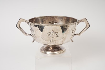 Lot 313 - George V silver two handled rose bowl with Art Nouveau influenced decoration (Sheffield 1910)