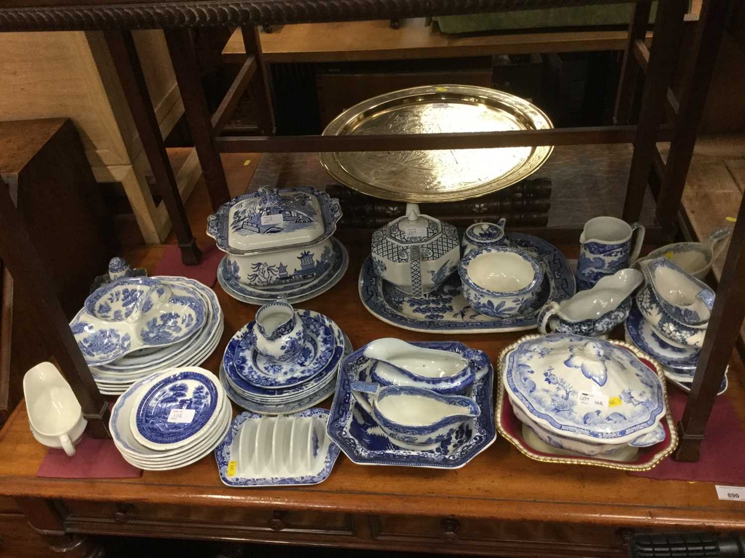 Lot 10 - Mixed lot of Victorian and later blue and white china to include jugs, sauce boats, tureens etc