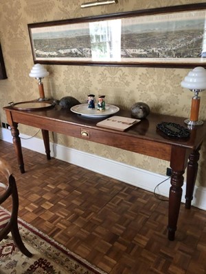 Lot 1407 - Large Victorian mahogany serving table, the moulded top above a small single drawer, on ring turned tapered legs, 223cm long x 60cm wide x 92cm high