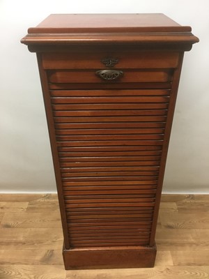 Lot 1417 - Edwardian stationery cabinet with tambour shutter front, 49cm wide x 44cm deep x 118cm high