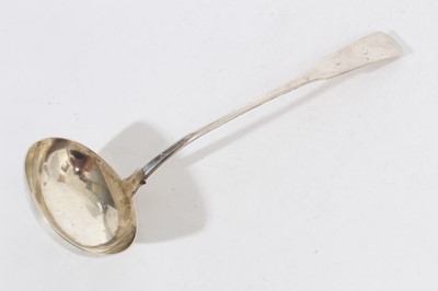 Lot 327 - Victorian Scottish Provincial silver "Perth" fiddle pattern soup ladle