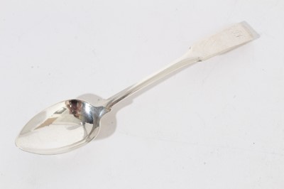 Lot 328 - George III Scottish Provincial "Elgin" silver fiddle pattern dessert spoon