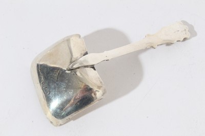 Lot 332 - William IV silver caddy spoon of rectangular form with bright cut bowl